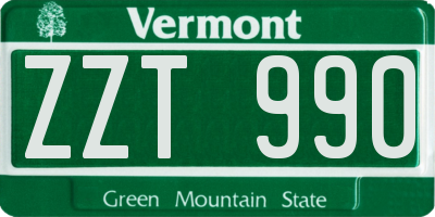 VT license plate ZZT990