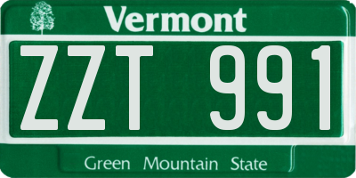 VT license plate ZZT991
