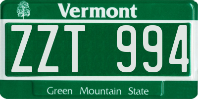 VT license plate ZZT994