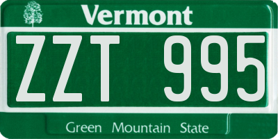 VT license plate ZZT995