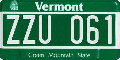VT license plate ZZU061