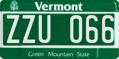 VT license plate ZZU066