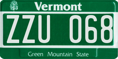 VT license plate ZZU068
