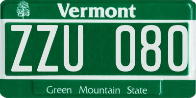 VT license plate ZZU080