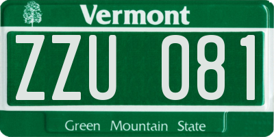 VT license plate ZZU081