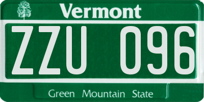 VT license plate ZZU096