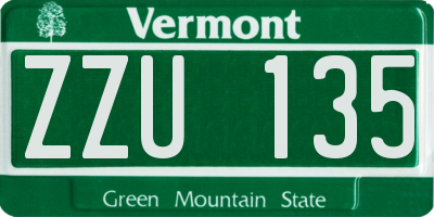 VT license plate ZZU135