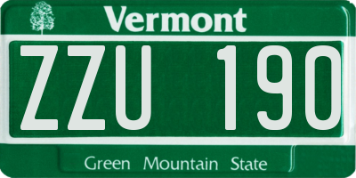 VT license plate ZZU190