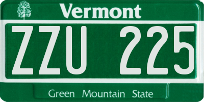 VT license plate ZZU225
