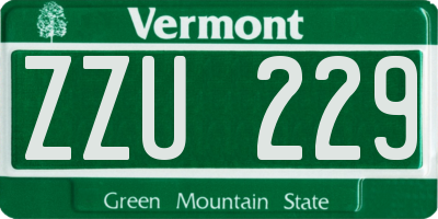 VT license plate ZZU229