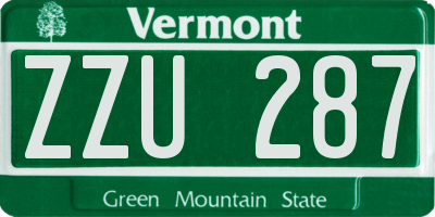 VT license plate ZZU287