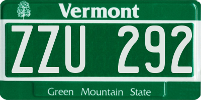 VT license plate ZZU292