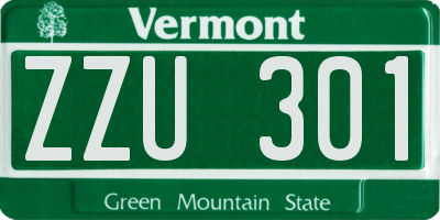 VT license plate ZZU301