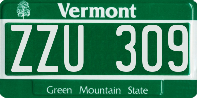 VT license plate ZZU309
