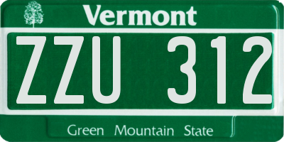VT license plate ZZU312