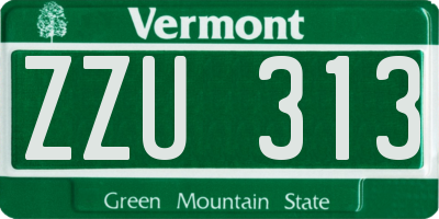 VT license plate ZZU313