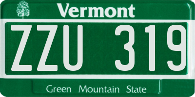 VT license plate ZZU319