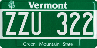 VT license plate ZZU322