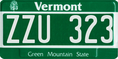 VT license plate ZZU323