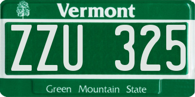 VT license plate ZZU325