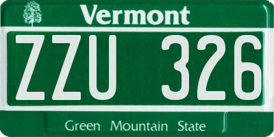 VT license plate ZZU326