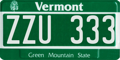 VT license plate ZZU333
