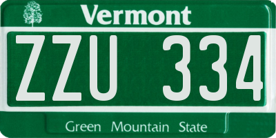 VT license plate ZZU334