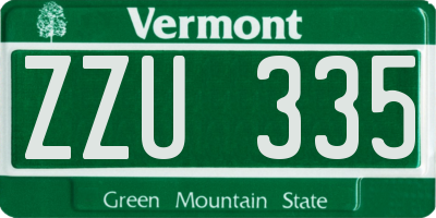 VT license plate ZZU335
