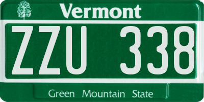 VT license plate ZZU338