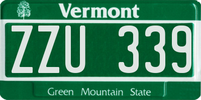 VT license plate ZZU339
