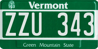 VT license plate ZZU343