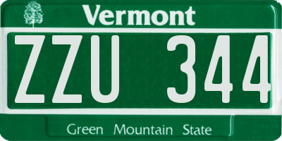 VT license plate ZZU344