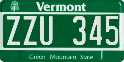 VT license plate ZZU345