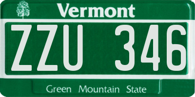 VT license plate ZZU346