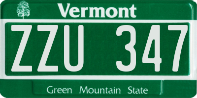 VT license plate ZZU347