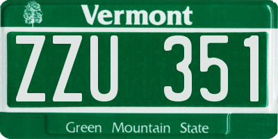 VT license plate ZZU351