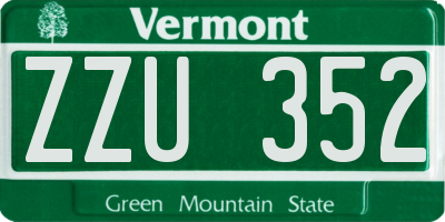 VT license plate ZZU352