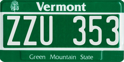VT license plate ZZU353