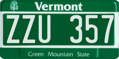 VT license plate ZZU357