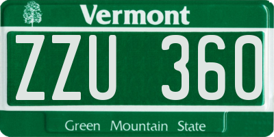 VT license plate ZZU360