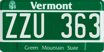 VT license plate ZZU363