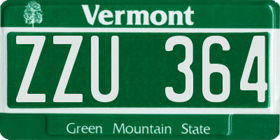 VT license plate ZZU364