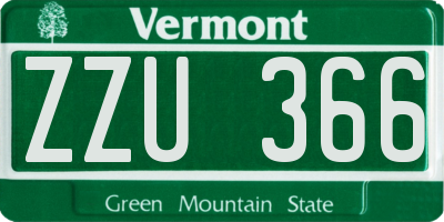 VT license plate ZZU366