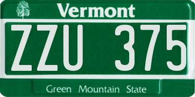 VT license plate ZZU375