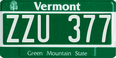 VT license plate ZZU377