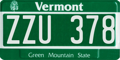 VT license plate ZZU378