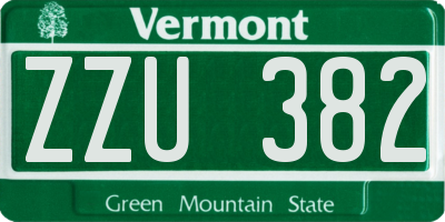 VT license plate ZZU382