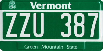 VT license plate ZZU387