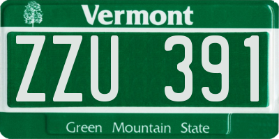 VT license plate ZZU391