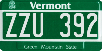 VT license plate ZZU392